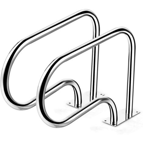 COSTWAY Corrimano per Piscina in Acciaio Inox, Corrimano Curvo, con Piastra di Base, Ideale per Spa, Stadio e Parco Acquatico, Argento (1/5)