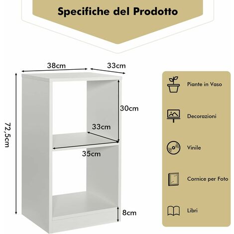 COSTWAY Set di Librerie a 2 Pezzi, Libreria in Legno a 2 Livelli, Scaffale  Espositivo con Dispositivo Antiribaltamento, Scaffale Multifunzionale per  Soggiorno Studio Ufficio, 38x33x72,5 cm