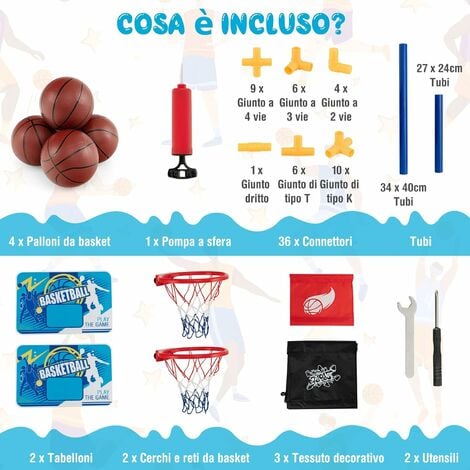 COSTWAY Canestro Basket da Camera per Bambini, Gioco Pallacanestro