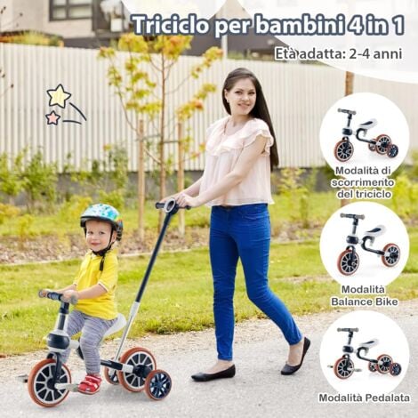 COSTWAY in Triciclo per Bambini con Maniglia di Spinta