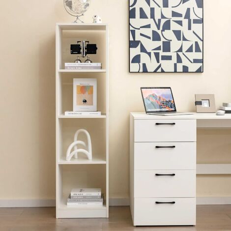 HOMCOM Libreria a Parete Moderna in Legno, Libreria Scaffale a 8 Ripiani per Soggiorno e Camere, Rovere e Bianco | Italy