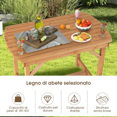 Tavolino Da Esterno Pieghevole In Vetro Temperato - Mobiletto Da Giardino, Balcone E Terrazza, Marrone, 45x45 Cm, Portata 22,7 Kg - 2