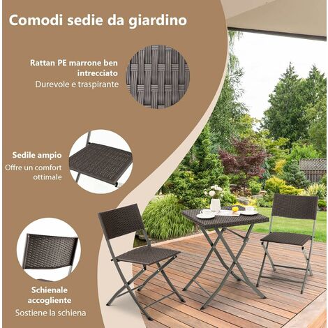 COSTWAY Set di mobili da pranzo per Patio, Set di tavolo e sedie