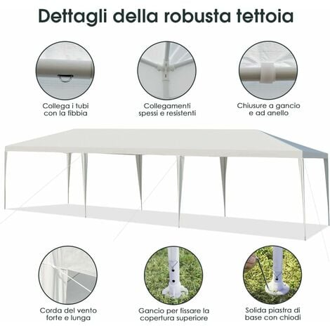 Gazebo da Giardino 3X3 Pieghevole Impermeabile TENDONE, per Mercato, Feste,  CENE, con Sacca, PICCHETTI E Corde, Colore Bianco : : Giardino e  giardinaggio