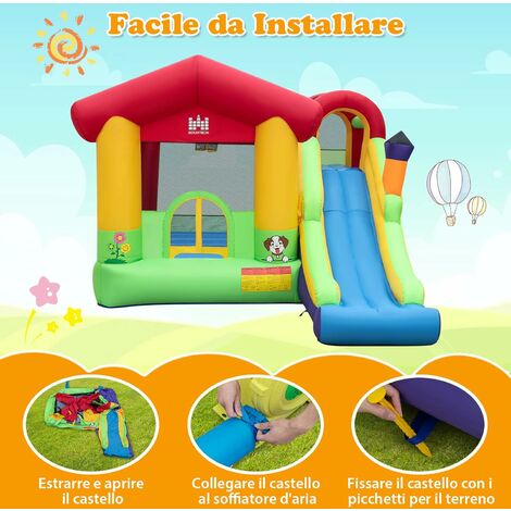 Castello gonfiabile per bambini con kit di riparazione e borsa di