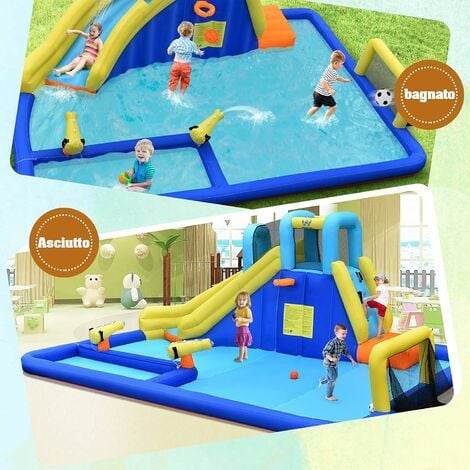 COSTWAY Castello Gonfiabile per Bambini, con Scivoli, Muro da Arrampicata e  Piscina, per 3 Bambini 3