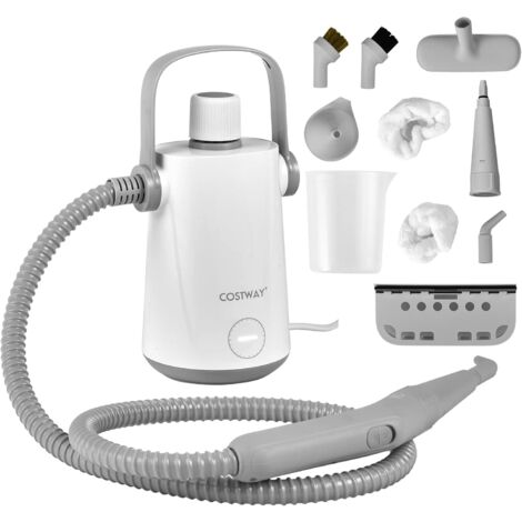 COSTWAY 1000W Pulitore a Vapore Multiuso, Macchina a Vapore Portatile con 10 Accessori Serbatoio da 300 ml, Pulizia a Vapore con Tubo Flessibile per Cucina Bagno Finestre (Grigio)