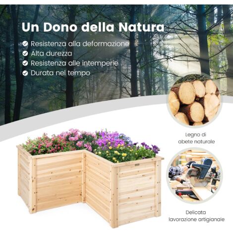 Outsunny Letto per Orto Rialzato in Metallo Portapiante per Fiori Grigio