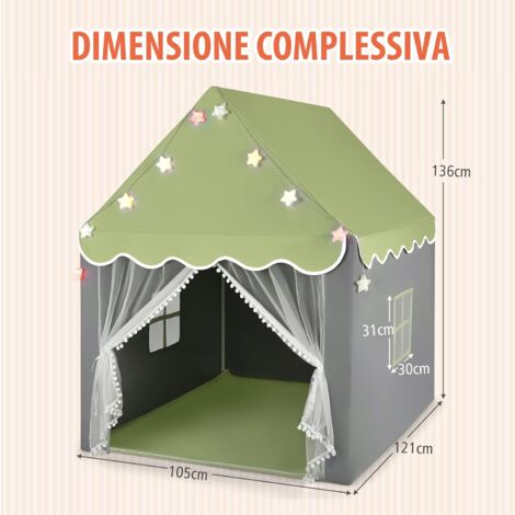COSTWAY Tenda Da Gioco Per Bambini, Tenda Castello Per 3-4 Bambini Con