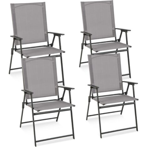 COSTWAY Set di 2/4 Sedie Pieghevoli da Giardino in Textilene Resistente alle Intemperie, Sedie da Esterno con Schienale Alto, Poltrona Portatile per Giardino Campeggio Patio (4 pz)