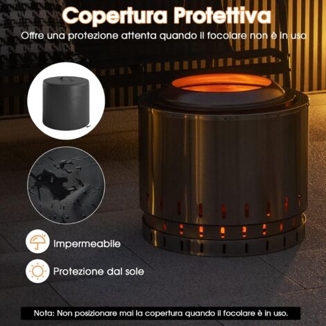 Braciere Portatile Senza Fumo - Focolare Da Esterno In Acciaio Inox Per Campeggio, BBQ E Falò - Foto 5