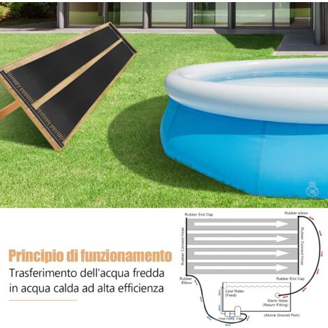 COSTWAY Riscaldatore Solare per Piscina, 2 PCS 500 x 75/600x75 cm Pannelli Solari in PE Resistente alle Intemperie e Assorbimento Efficiente, per 21500/25800 L Piscina Interrata e Fuori Terra (5m)