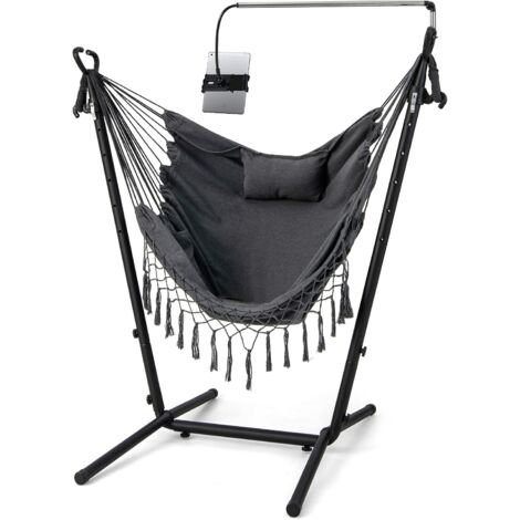 COSTWAY Sedia Amaca Sospesa con Supporto, Sedia Appesa Regolabile
