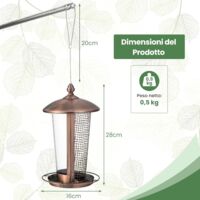 Mangiatoia per uccelli da esterno 4 pezzi design in metallo con