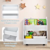 Tonchean Libreria Rotante A 2 Ripiani Per Bambini - In Bambù E Acrilico, Design 360°, Salvaspazio - Perfetta Per Camera Da Letto, Aula E Sala Giochi