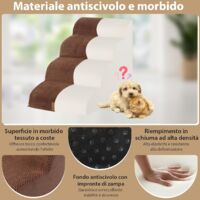 Scale Per Cani COSTWAY Set 2 In 1 - 5 E 3 Gradini In Schiuma Morbida Per Divano E Letto | Antiscivolo Per Cani Piccoli E Anziani - Foto 6
