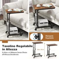 Tavolino Regolabile A Forma Di C | Con Ruote E Ripiano | Per Divano E Letto | Altezza 45-80cm - Foto 14