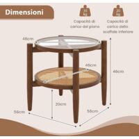 Tavolino rotondo a due livelli per soggiorno, Tavolino da caffè