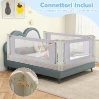 Barriera Letto Per Bambini Costway 180cm | Sponda Anti Caduta Regolabile | Giallo Per Età 0-3 Anni - Foto 4