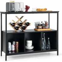 Credenza per cucina con porta bottiglie di vino a forma incrociata, Mobile  da cucina con mensola aperta Nero - Costway