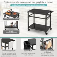 Barbecue A Carbonella COSTWAY Con Ruote - 2 Fornelli, Termometro, 115x65x108cm