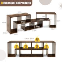Mobile TV Modulare A L Con Ripiani Aperti - Per TV Fino A 60'', Design Moderno In Legno - Foto 12
