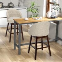 HOMCOM Set 2 Sgabelli da Bar Moderni in Velluto con Schienale e Braccioli, Base in Legno e Poggiapiedi, Blu Scuro | Leroy Merlin