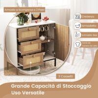 Credenza Buffet Cassettiera Mobile Contenitore Organizer Cucina Soggiorno Lucido 100 X 36 X 60 Cm Pannelli In Mdf Bianco 86857144