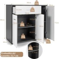 COSTWAY Credenza da Cucina, Mobile da Cucina Moderno con 6 Ripiani, 2