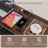 COSTWAY Mobiletto Portabottiglie Da Vino 3 Livelli Con Stazione Di Ricarica - 120x40x92 Cm, Marrone, Per 21 Bottiglie E 8 Bicchieri