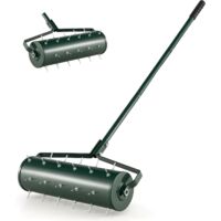 COSTWAY Arieggiatore Manuale 44/53 CM, Strumento con Rullo per Aerare Prato e Manico Rimovibile e Punte per l'Allentamento del Terreno, Aerazione del Prato per Giardino e Cortile (53 x 130 cm)