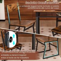 VidaXL Set Da Pranzo 7 Pezzi – Tavolo In MDF E 6 Sedie Con Telaio In Acciaio, Stile Romantico, Colore Marrone E Nero - 2