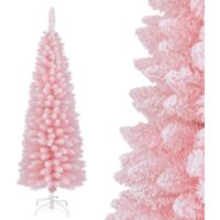 COSTWAY Albero Di Natale Artificiale Rosa 150 Cm | Albero Con 290 Rami Glitterati E Base Metallica Pieghevole | Per Casa E Ufficio - 3