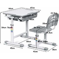 Grigio COSTWAY Scrivania per Bambini Tavolo per Studenti con Sedia Inclinabile Regolabile in Altezza Vari Colori Disponibili Ergonomica 