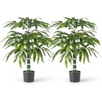 COSTWAY 2 Pezzi Pianta Finta di Bambù 100 cm, Pianta Bamboo Artificiale in Vaso Decorazione in Casa e Ufficio, Pianta Finta in PE con 15 Rami da Interno ed Esterno