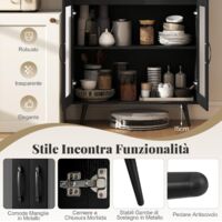 HOMCOM Mobiletto Multiuso con Ante Effetto Marmo, Mobile da Soggiorno