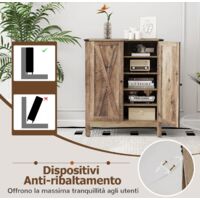 Armadio per Scarpe con Ante, Scarpiera in Legno da 6 Livelli in Stile Rustico con Ripiani Regolabili, per Ingresso Corridoio e Soggiorno, 80x35,5x100 | Leroy Merlin