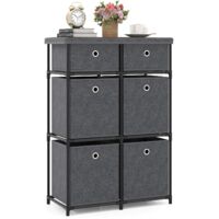 COSTWAY Comò con 6 Cassetti, Cassettiera in Tessuto con Struttura in Metallo e Legno, Armadietto Portaoggetti Salvaspazio, per Soggiorno, Camera da Letto e Corridoio (58 x 29 x 84 cm,Grigio)