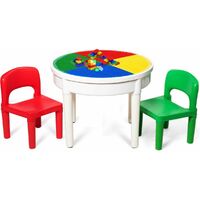 Tavolo Contenitore e Multiuso per Giocare con Le Costruzioni Multicolor homcom Set Tavolo con 2 Sedie per Bambini 