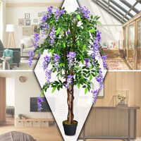 Albero Di Glicine Artificiale Realistico Design UK - 110 Cm Di Altezza, Tronco In Legno, Fogliame Viola - 4