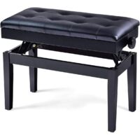 COSTWAY Panca per Pianoforte Imbottita Regolabile in Altezza, Panca per Pianoforte, Panca Imbottita per Pianoforte, Dimensioni:74 x 34 x (48,556,5) cm