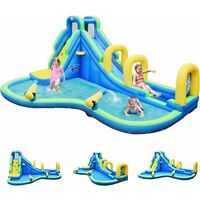 COSTWAY Castello Gonfiabile 3 in 1 Per 4 Bambini 4-12anni - Con Scivolo /Piscina/Muro Arrampicante 