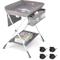 Fasciatoio Portatile Per Bambini | Altezza Regolabile Con Ruote | 3 Cestini Included | Grigio Chiaro - Foto 6