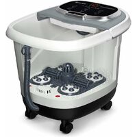 COSTWAY Idromassaggio per Piedi Idromassaggiatore Plantare Massaggio Shiatsu, con Funzione Calore Timer e Rulli, Luce a Infrarossi, 15L, Grigio