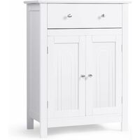 COSTWAY Armadietto da Terra per Bagno, Mobile Autoportante con Cassetto e Mensole, in Legno, Bianco 80x60x30 cm