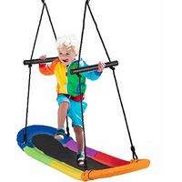 COSTWAY Altalena da Giardino Per Bambini, Altalena Ovale da Albero, con Maniglie, per Esterno, Portata Max. 150 kg (Multicolore)