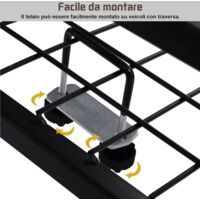 Portapacchi Per Tetto Auto - Cestello In Ferro 122x102x15 Cm, Nero, Per Viaggi E Campeggio