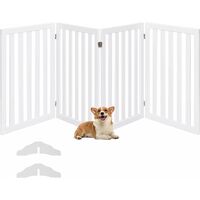COSTWAY Cancelletto per Cani Pieghevole in Legno con 4 Ante, Ideale per Scale, Soggiorno e Cucina, 89 x 200 cm, Bianco