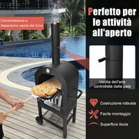 COSTWAY Forno per Pizza Portatile da Esterno, Rivestimento Impermeabile e  Pala per Pizza, Forno Riscaldato a Legna con Piastra per Pizza, Fornello da  Campeggio per Pizza, Nero