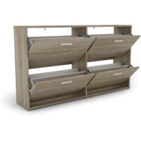 Tribesigns Scarpiera in legno con ante, grande scarpiera a 6 livelli, moderno organizer per scarpe per ingresso, corridoio, armadio, camera da letto, bianco, marrone